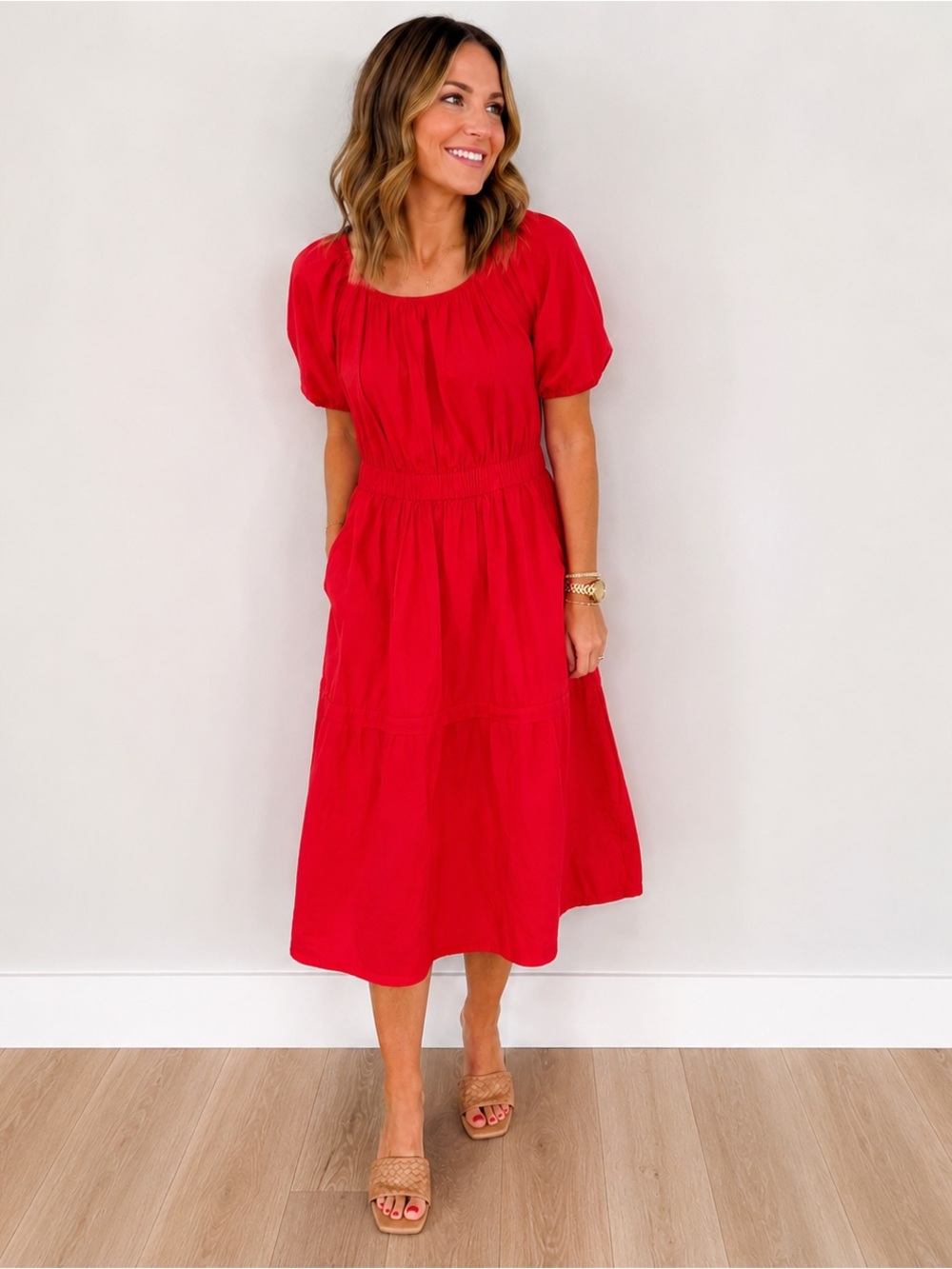 Roller Rabbit Red Cotton Midi Dress – Women’s Small